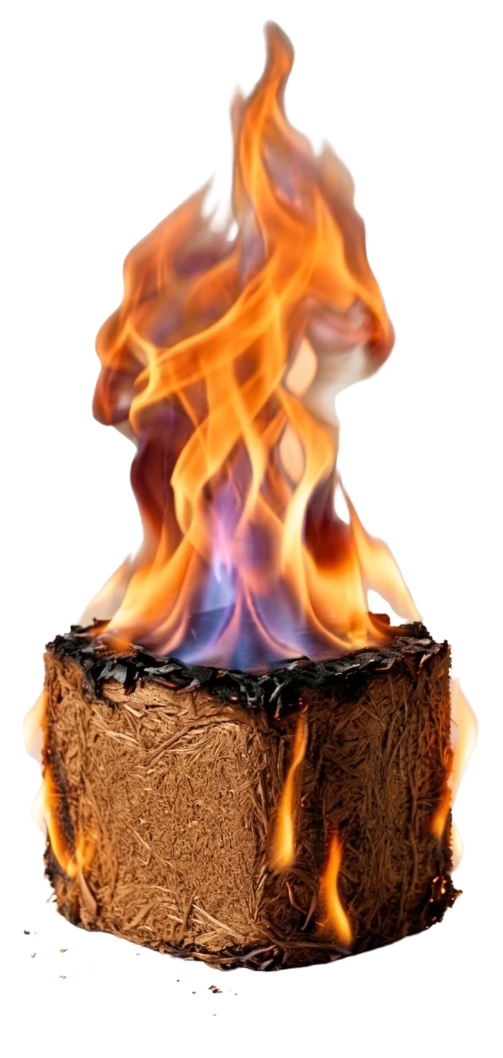 COCOBIO coconut firelighter CB-FL100 burning
